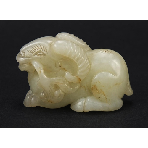 803 - Chinese white jade carving of a ram, 5.5cm in length