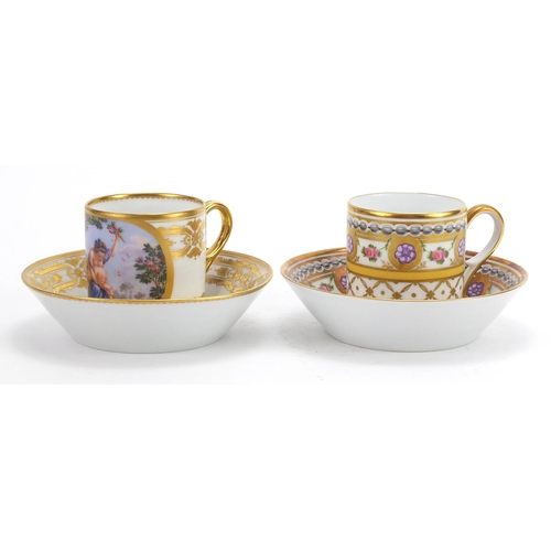 2807 - Two Limoges coffee cans with saucers, including Venus Corrigeant L'Amour, each coffee can 6.5cm high