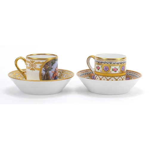 2807 - Two Limoges coffee cans with saucers, including Venus Corrigeant L'Amour, each coffee can 6.5cm high