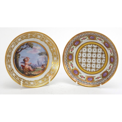 2807 - Two Limoges coffee cans with saucers, including Venus Corrigeant L'Amour, each coffee can 6.5cm high