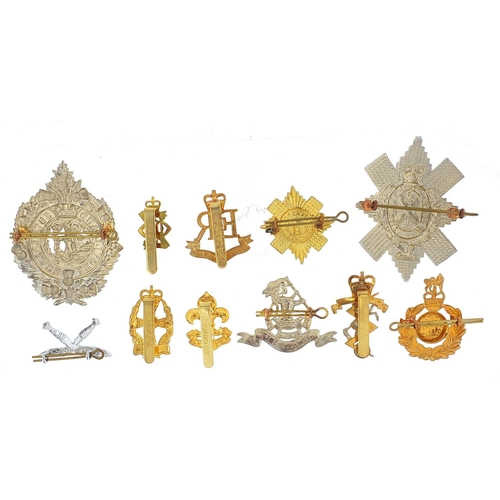 3469 - Twelve British military Staybright cap badges including military Provost Staff Corps and Sutherland ... 