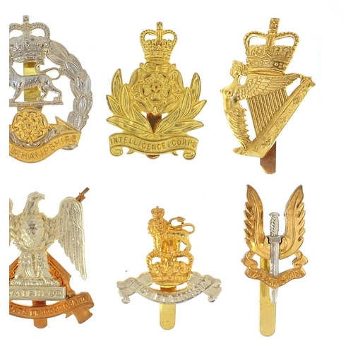 3466 - Ten British military Staybright cap badges including The Queen's Lancashire Regiment and The Blues a... 