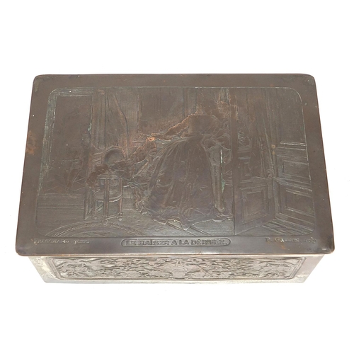 2429 - WMF silver plated casket titled Le Baiser a la Derdbee, 5.5cm H x 13.5cm W x 9cm D