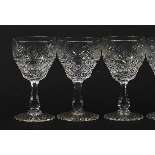 548 - Set of six good quality cut crystal glasses, 11cm high