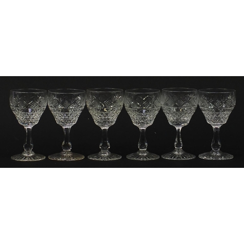 548 - Set of six good quality cut crystal glasses, 11cm high