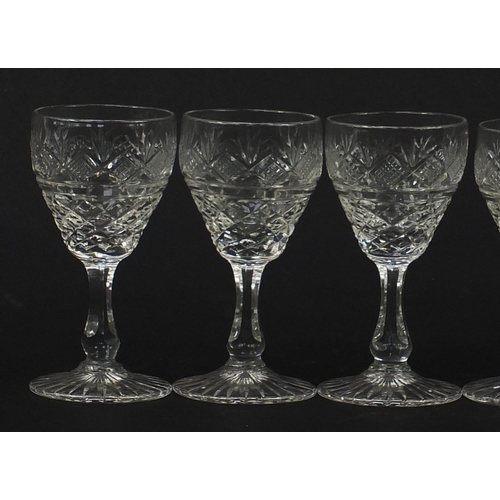 549 - Set of six good quality cut crystal glasses, 9cm high