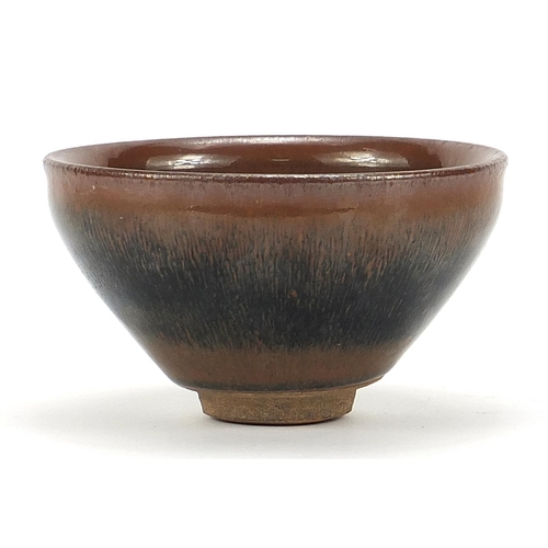 2451 - Chinese hare's fur pottery bowl, 13cm in diameter