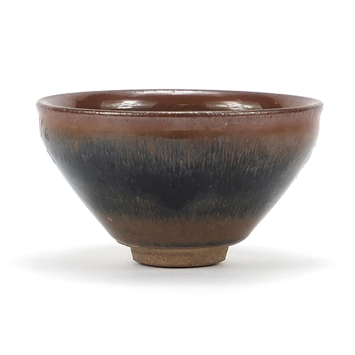 2451 - Chinese hare's fur pottery bowl, 13cm in diameter