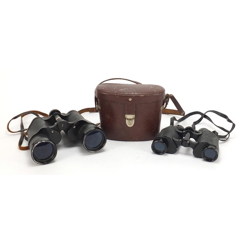 2434 - Two pairs of vintage binoculars comprising Clear View 16 x 50 and Regent 8 x 30 with case