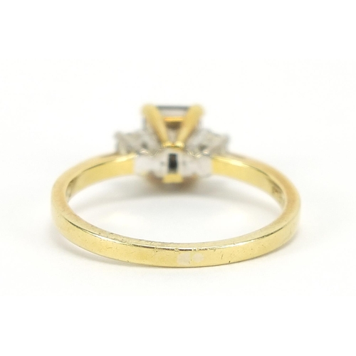 350 - 18ct gold topaz and diamond ring, size L, 2.8g