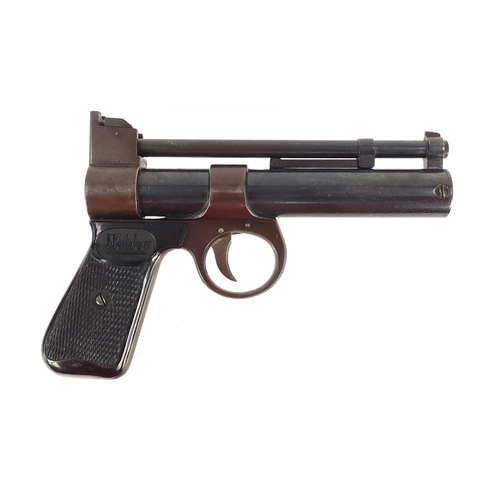 3530 - Webley & Scott Junior over lever .177 cal air pistol with box, 17cm in length