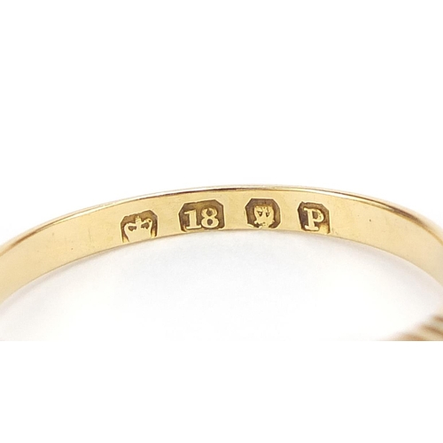 110 - Victorian 18ct gold graduated diamond five stone ring, London 1890, the centre diamond approximately... 