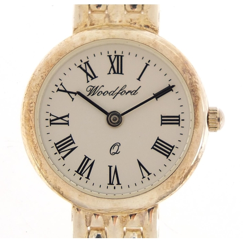 2442 - Woodford silver ladies quartz wristwatch, 22.5g