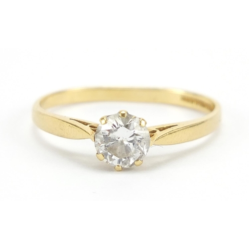 391 - 18ct gold diamond solitaire ring approximately 0.50 carat, size M, 2.0g