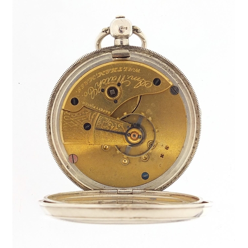 309 - Waltham, gentlemen's silver open face pocket watch with subsidiary dial, the movement numbered 18452... 