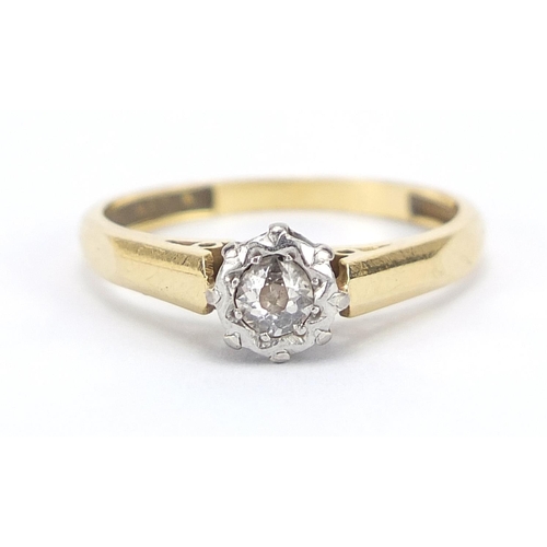 161 - 18ct gold and platinum diamond solitaire ring, the diamond approximately 3.5mm in diameter, size K, ... 