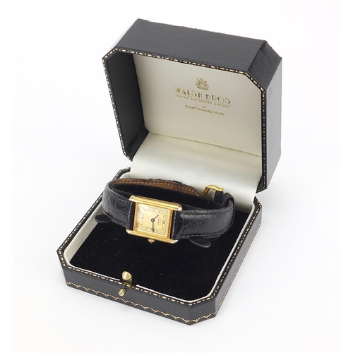 448 - Must de Cartier, gentlemans silver gilt vermeil Tank quartz wristwatch, the case 20mm wide, housed i... 