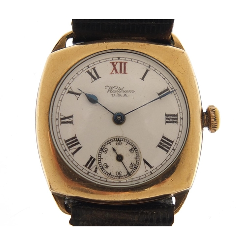 397 - Waltham, vintage gentlemen's gold plated manual wristwatch with enamel dial, the case 31mm wide