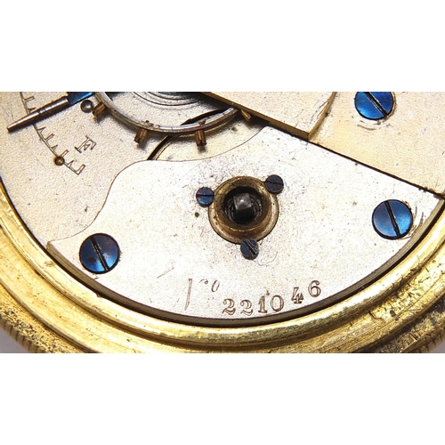 231 - Antique gentlemen's gold plated full hunter pocket watch with enamel dial and compass to the dust co... 