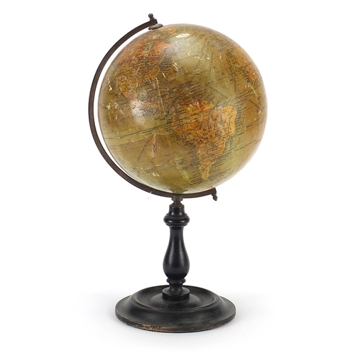 643 - Geographia 8 inch terrestrial table globe with ebonised base, 39cm high