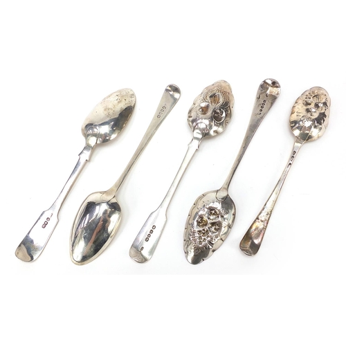 698 - 18th century and later silver tablespoons and berry spoons including one by William Sumner and Richa... 