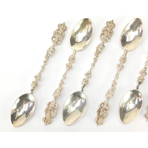 783 - Maurice Freeman, set of six Edwardian silver apostle spoons, London 1908, 13.5cm in length, 156.8g