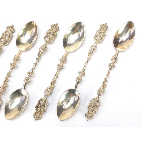 783 - Maurice Freeman, set of six Edwardian silver apostle spoons, London 1908, 13.5cm in length, 156.8g