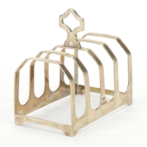 559 - Viners, George VI silver four slice toast rack, Sheffield 1940, 7.7cm wide, 51.6g