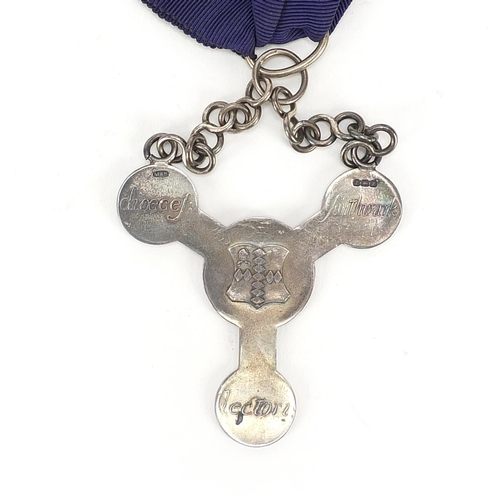 680 - Religious interest George V silver Christogram Southwark devotional medal with ribbon and box by Mar... 