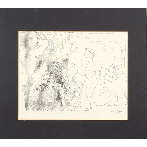 530 - Pablo Picasso - Saltimbanques family, (La Famille Du Saltimbanque) vintage lithograph, American labe... 