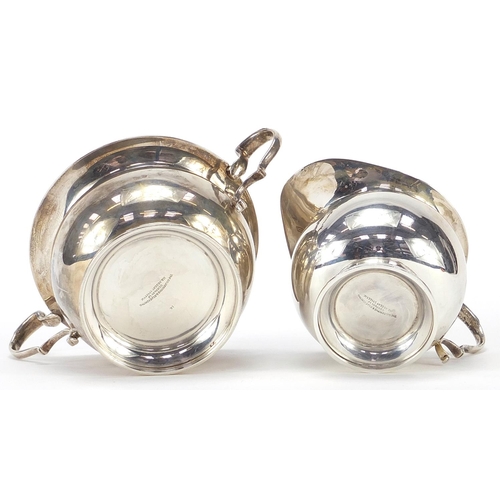 1464 - Goldsmiths & Silversmiths Co Ltd, silver twin handled sugar bowl and milk jug, Birmingham, 1939-40, ... 