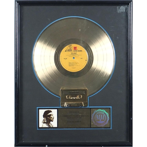 Jimi Hendrix Crash Landing RIAA Gold Sales award presented to