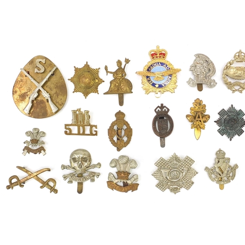 3473 - Military interest cap badges including Waterloo, The Welch and The Royal Sussex Regiment