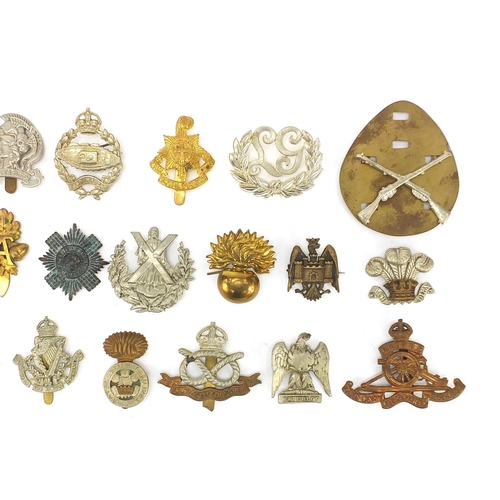 3473 - Military interest cap badges including Waterloo, The Welch and The Royal Sussex Regiment