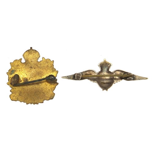 3480 - Military interest silver RAF brooch and a Royal Canadian Engineers enamel brooch, the largest 4.5cm ... 