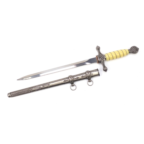 3525 - German military interest naval design dagger with scabbard, 42.5cm in length