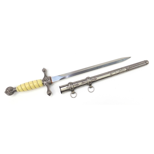 3525 - German military interest naval design dagger with scabbard, 42.5cm in length