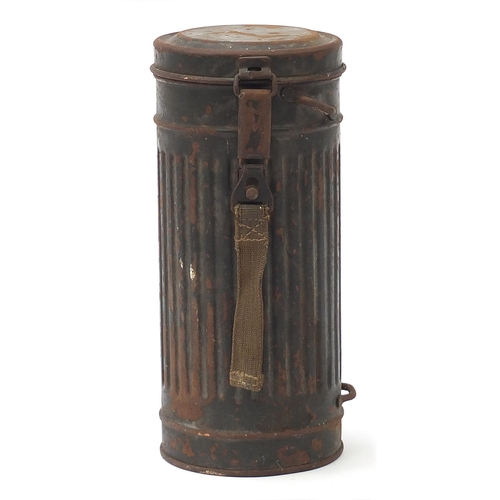 3496 - German military interest gas mask canister, 27.5cm high