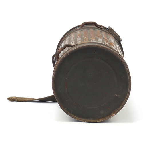 3496 - German military interest gas mask canister, 27.5cm high