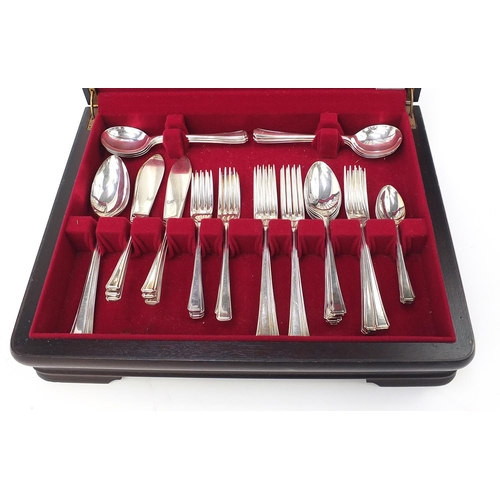 968 - Flexfit mahogany six place canteen of Sheffield silver plated cutlery, 40cm wide