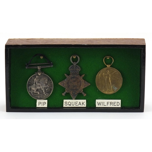 3456 - Three British military World War I medals including a  Mons star awarded to S-656CPTEW.PILLEY.A.O.C.... 