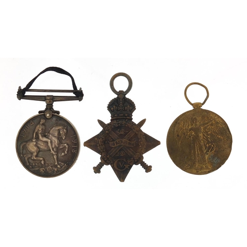 3456 - Three British military World War I medals including a  Mons star awarded to S-656CPTEW.PILLEY.A.O.C.... 