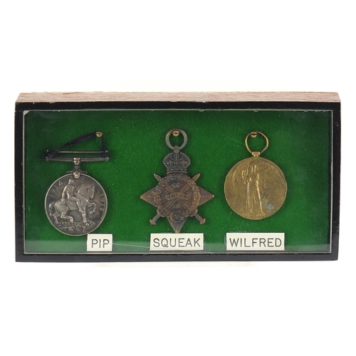 3456 - Three British military World War I medals including a  Mons star awarded to S-656CPTEW.PILLEY.A.O.C.... 