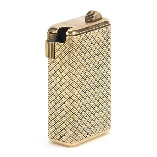 505 - Continental silver gilt basket weave design pocket lighter, RTS impressed maker's mark to the base, ... 