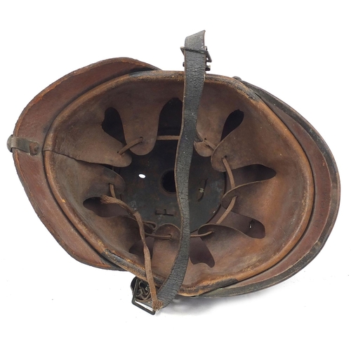 3494 - German military interest Pickelhaube with leather liner, indistinct inscription to the interior