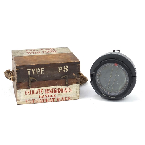 3486 - Military interest type P8 compass with Air Ministry plaque and wooden case