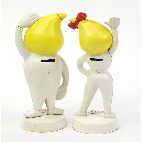 2449 - Pair of painted cast iron Esso advertising money banks,  Abby & Andy Slick, 24cm high