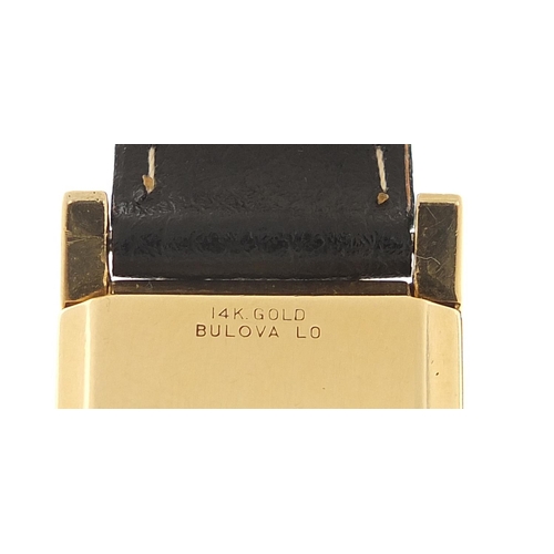 132 - Bulova, 14ct gold gentlemen's manual wristwatch with subsidiary dial, the case 21mm wide