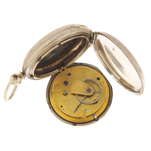 328 - Victorian gentlemen's silver full hunter pocket watch, the fusee movement numbered 34863, London 186... 