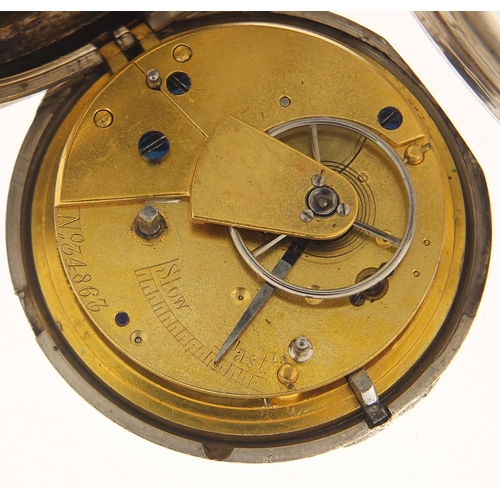 328 - Victorian gentlemen's silver full hunter pocket watch, the fusee movement numbered 34863, London 186... 